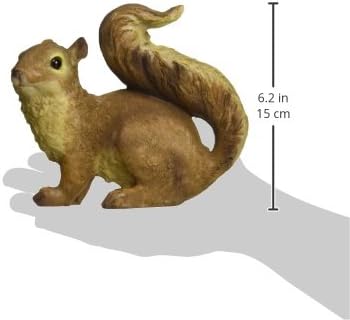 Side view of the squirrel statue with raised tail; measures 6.2 inches tall