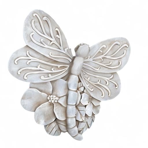 Grey dragonfly cast resin stepping stone front view with detailed wing engravings