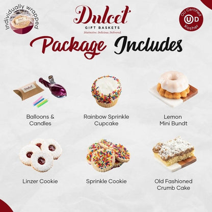 Dulcet Geschenkbox mit Rainbow-Cupcake, Lemon-Mini-Bundt und Plätzchen