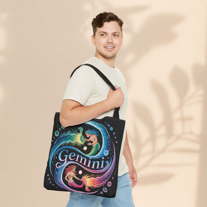Gemini Zodiac Tote Bag - Colorful Astrology Bag, Gift for Astrology Lovers, AOP Tote for Geminis, Horoscope Design, Birthday Gift