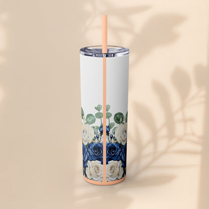 Bridesmaid Bridal Party Skinny Tumbler, 20oz Floral Drinkware, Gift for Bridesmaid, Customized Wedding Favor