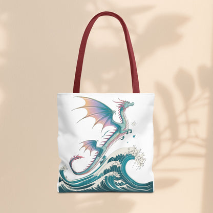 Dragons and Waves Tote Bag, Dragon Lovers Gift