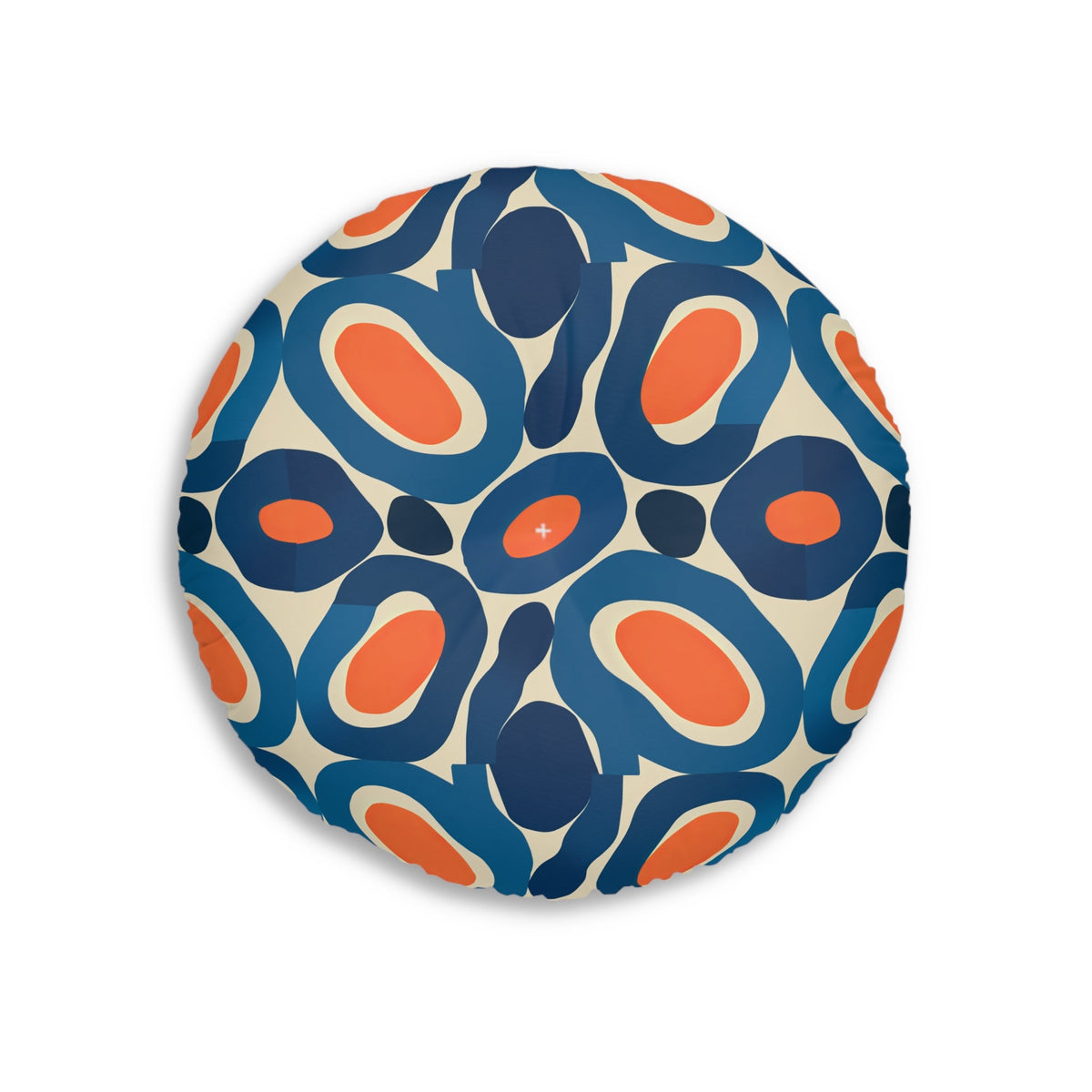 Round Retro Abstract Floor Pillow - Mid-Century Modern Oval Pattern Tufted Cushion for Boho Eclectic Home Decor, 26 and 30 Inch