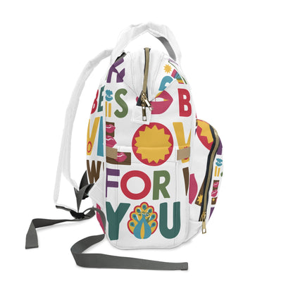 Happiness is Being Loved for Who You Are Diaper Backpack - Colourful Positive Slogan Baby Bag for Inclusive Parents