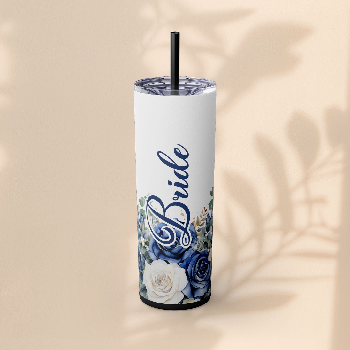 Elegant Floral Bride Tumbler, Bridal Party Favor 20oz Travel Cup, Engagement Celebration