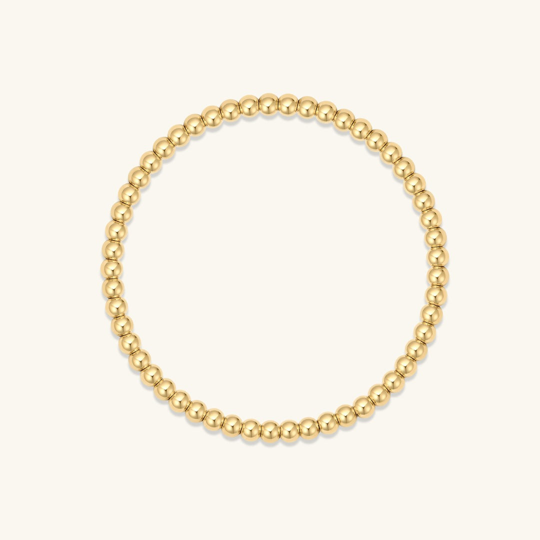 4 mm Elastic Bead Bracelet | Gold PVD Steel, 3 mm or Set Also Available
