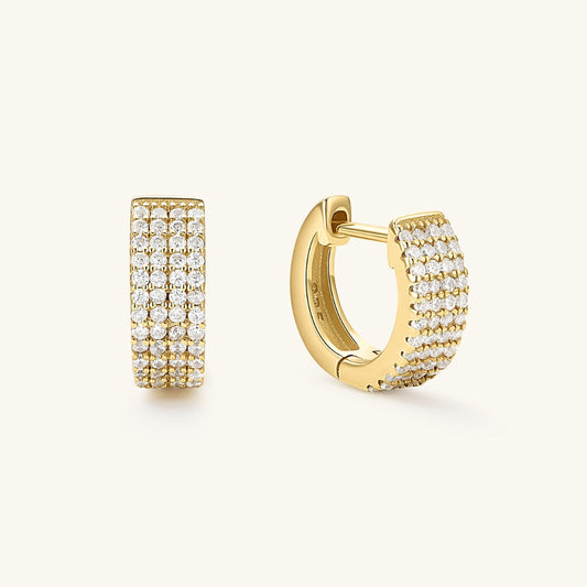 4-row pavé hoop earrings in 18K gold vermeil with cubic zirconia