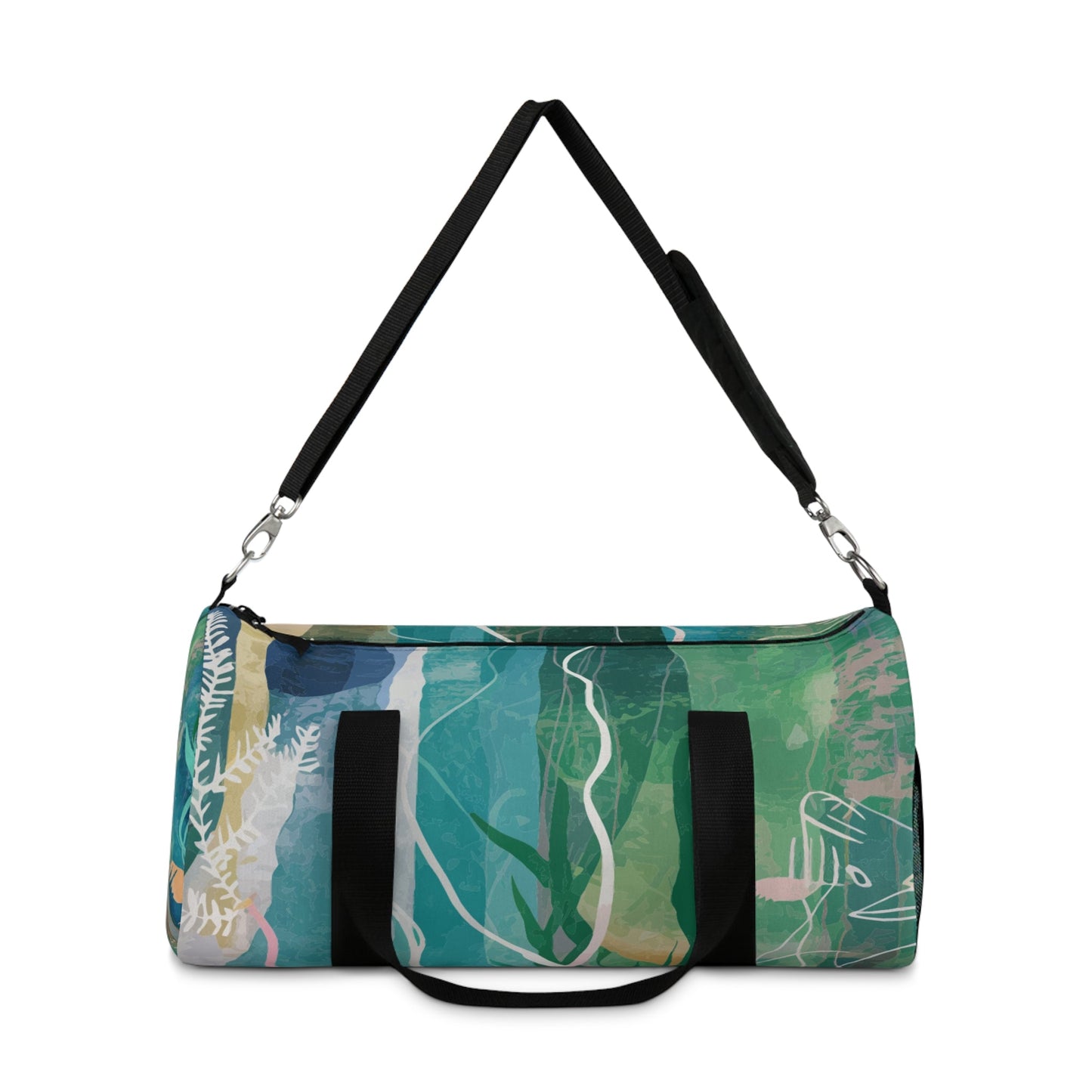 Green Ocean Duffel Bag - Watercolor Underwater Ocean Art Barrel Duffel in Teal, Aqua, and Emerald with Coral and Kelp, Ocean Lover Gift in Small or Large