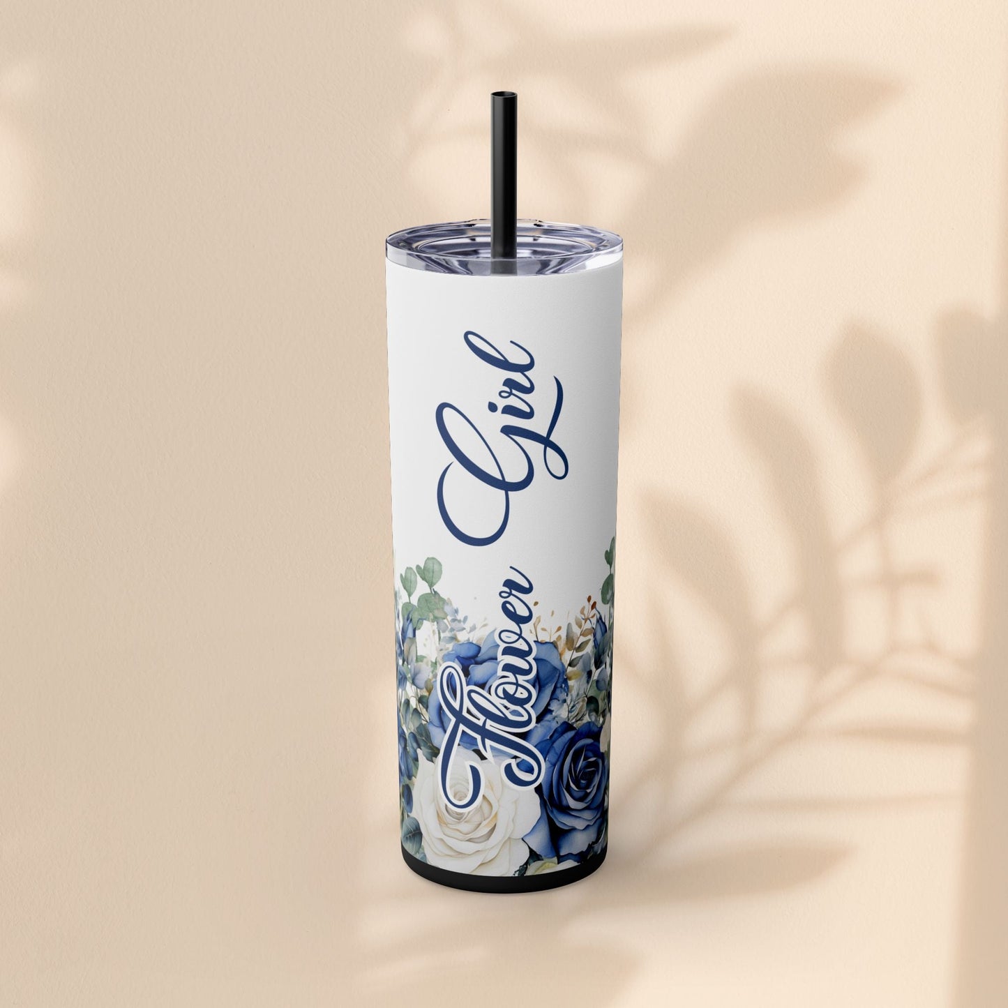 Flower Girl Skinny Tumbler with Straw, 20oz – Perfect Bridal Party Gift, Wedding Favor, Floral Drinkware, Summer Hydration
