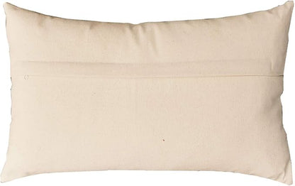 Plain off-white lumbar pillow cover with smooth fabric and no visible embroidery