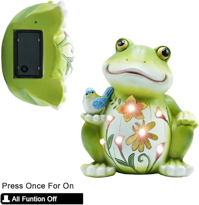 Solar Frog Statue Outdoor Light - Waterproof Resin Garden and Patio Decor