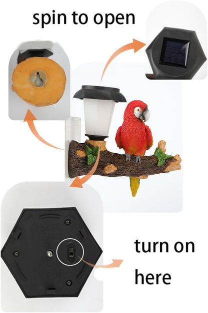 Parrot Solar Hanging Garden Statue with Lantern - Outdoor Fence Decor