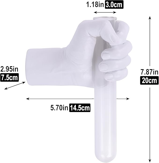 White Hand Wall Vase Sculpture - Modern Wall-Mounted Art with Glass Test Tube Vase for Flowers, Plants, and Decorative Branches