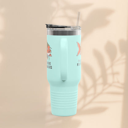 Funny Insulated Travel tumbler - 40oz, Snack Lover Gift, Fish Design Mug, Personalized Gifts for Him
