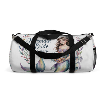 Mermaid Bride Duffel Bag – ‘Hooked for Life’ Watercolour Mermaid Bride Design | Small or Large | Bachelorette Bridal Shower Beach Wedding Honeymoon Gift