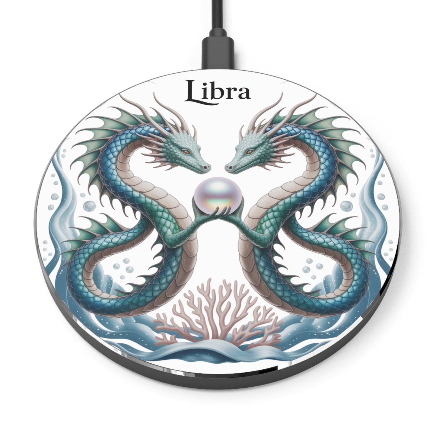 Libra Dragon Wireless Charger - Zodiac Dragon Fantasy Qi Charging Pad, Libra Birthday Gift for Dragon Lovers and Astrology Fans