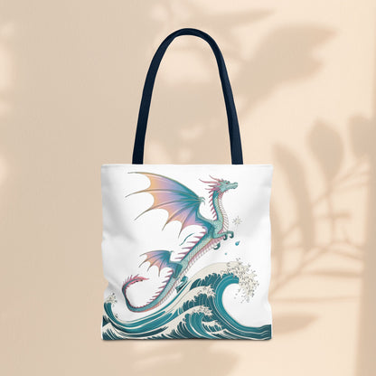 Dragons and Waves Tote Bag, Dragon Lovers Gift