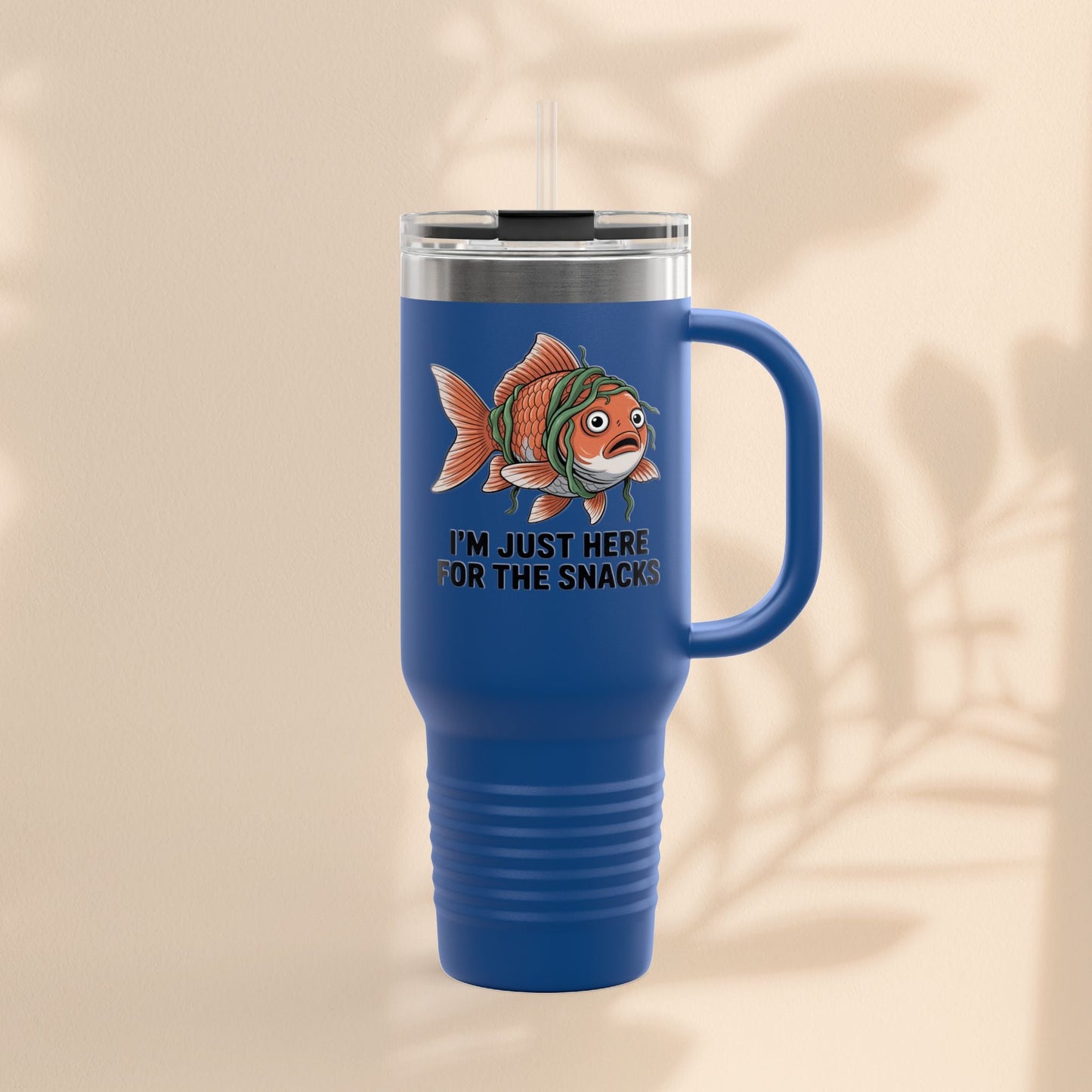 Funny Insulated Travel tumbler - 40oz, Snack Lover Gift, Fish Design Mug, Personalized Gifts for Him