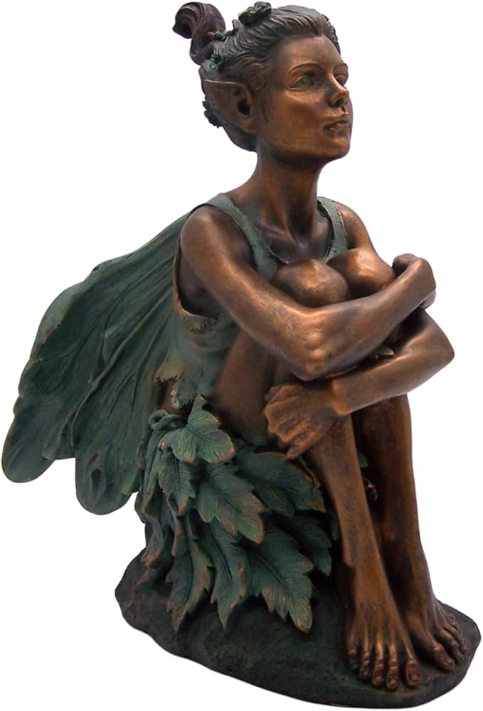 Fairy Garden Statue Holding Knees - 13-Inch Whimsical Resin Outdoor Decor