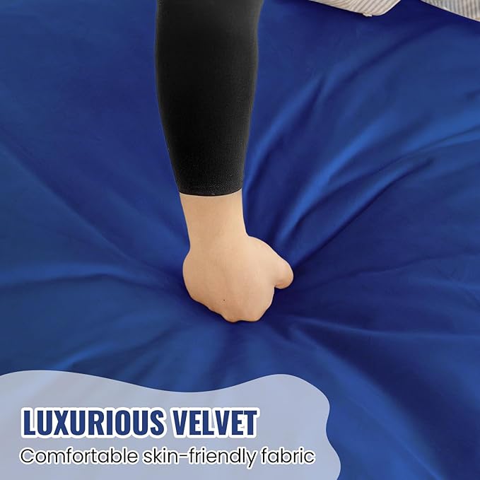 4ft Royal Blue Velvet Bean Bag Chair - Bold Sponge Fill Lounger for Boys Rooms, Gaming, and Family Comfort