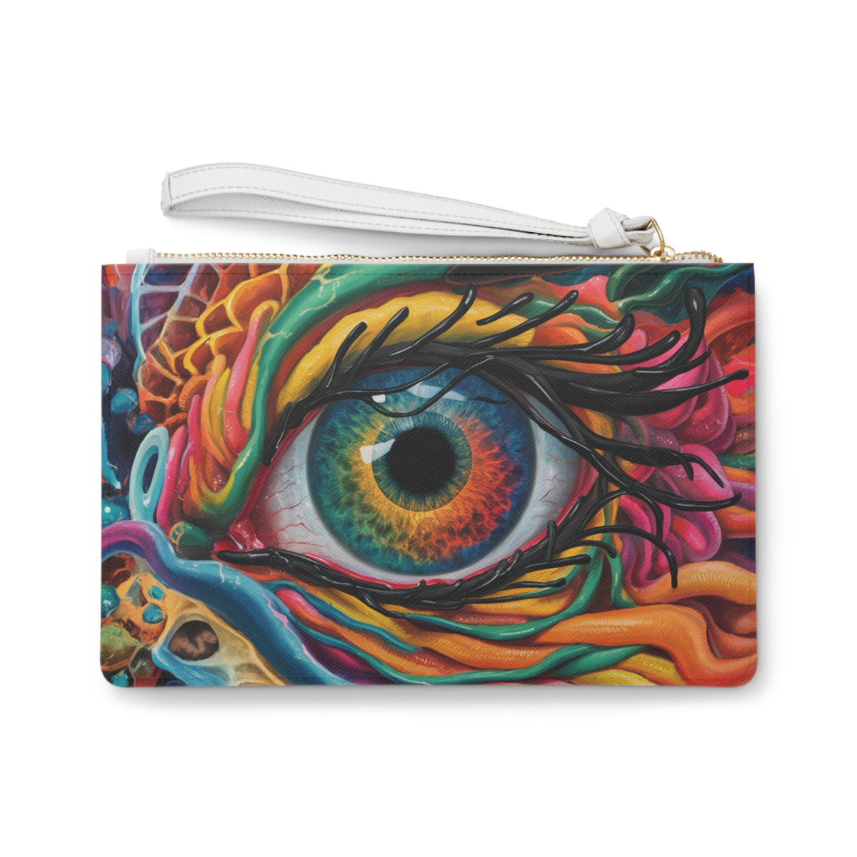 Dragon's Eye Clutch Bag - Mystical Dragon Eye Wristlet Clutch in Saffiano PU Leather, Dragon Gift for Her, Gothic Fantasy Purse