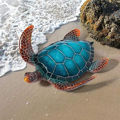 Large Sea Turtle Garden Statue - Hand-Cast Stone and Resin Ocean Decor