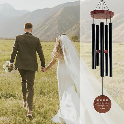 Anniversary wind chime with 20 years together disc and 5 black tube chimes