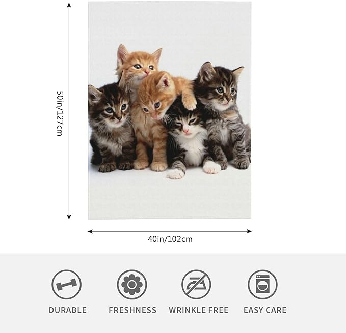 Cats throw blanket 40x50 in with kitten photo print on light background