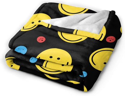Smiley Face Kids Throw Blanket – 50"x40" | Soft Fleece Happy Face Blanket | Fun Retro Gift for Kids, Boys & Girls