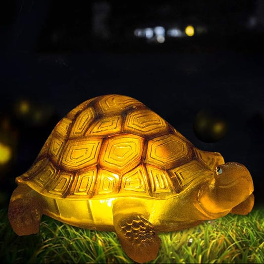 Solar Turtle Garden Statue with LED Lights - Waterproof Resin Outdoor Decor
