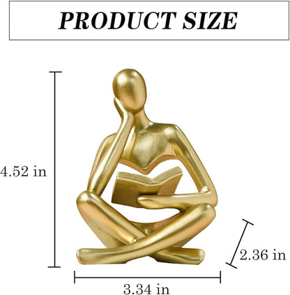 Gold resin seated thinker figurine size: 4.52 in tall, 3.34 in wide, 2.36 in deep