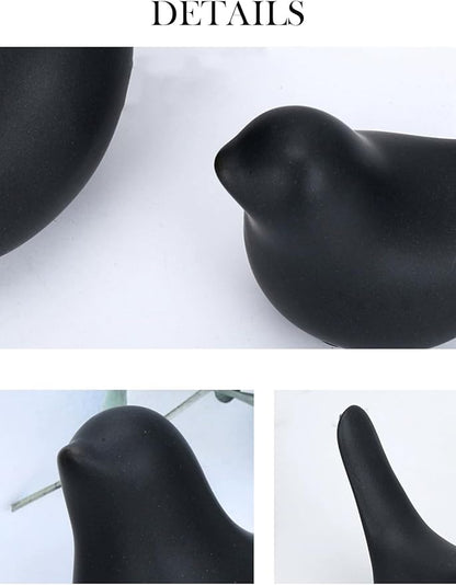 Blessing Bird Statue Set of 2 - Glazed Ceramic Indoor Home and Office Decor