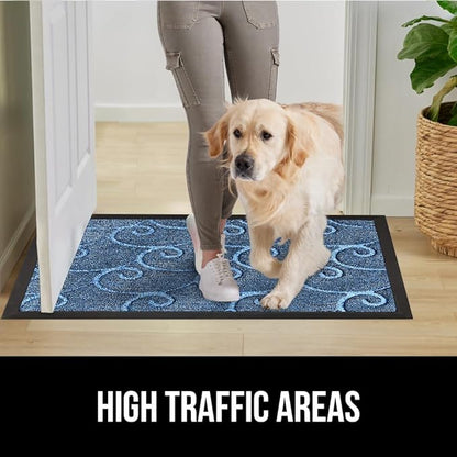 Ocean Blue Waves Large Doormat – 47"x35" | 100% Waterproof All-Season WeatherMax | Natural Rubber Backing | Easy Clean Indoor Outdoor Mat
