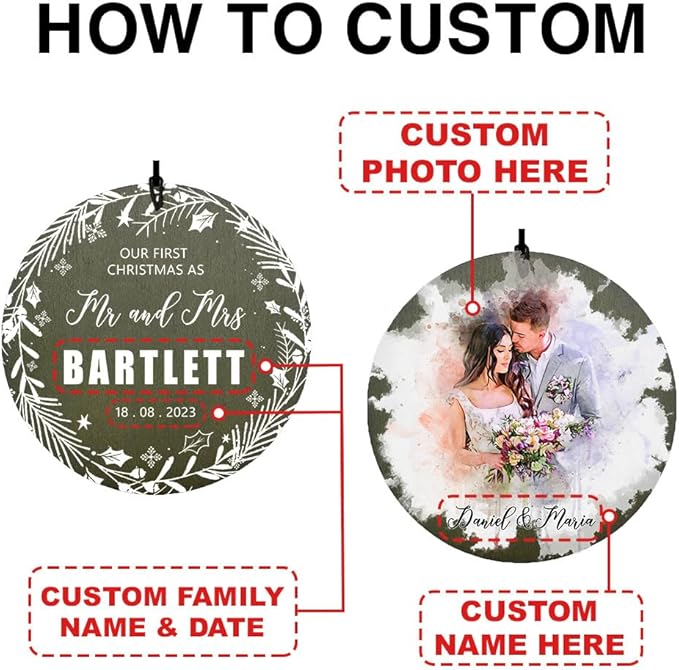 Customizable anniversary wind chime design mockup with engraved round photo panels