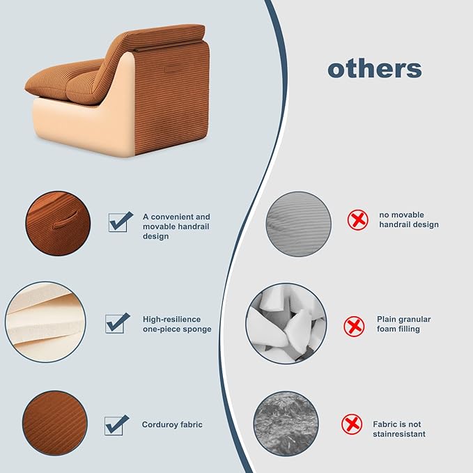 Terracotta Corduroy Ergonomic Floor Lounge Chair - Structured Memory Foam Seat with Lumbar Support for Boho Nursery, Reading, and Warm Interiors