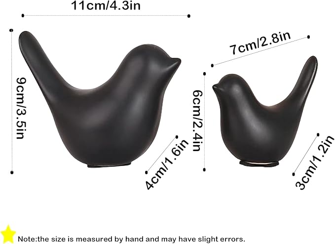 Blessing Bird Statue Set of 2 - Glazed Ceramic Indoor Home and Office Decor