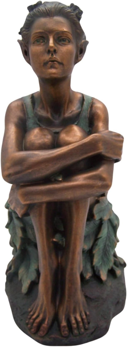 Fairy Garden Statue Holding Knees - 13-Inch Whimsical Resin Outdoor Decor