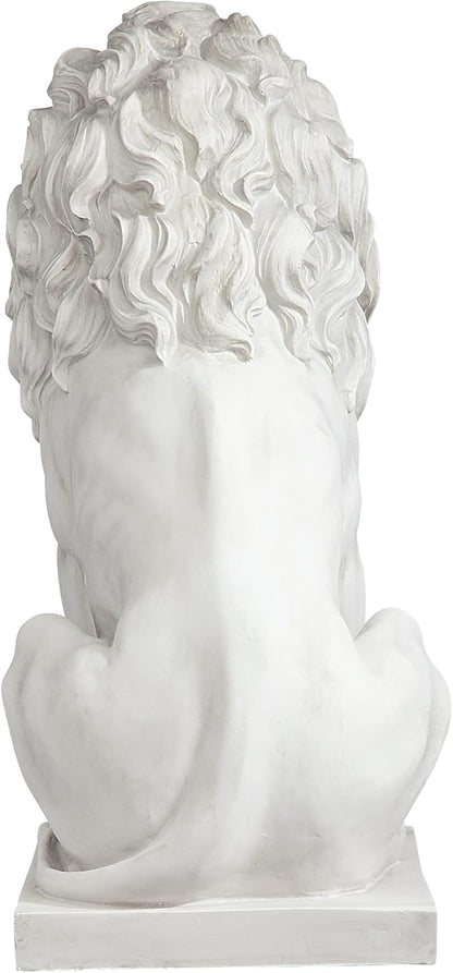 Lion of Florence Sentinel Garden Statue - 28-Inch Antique Stone Resin Indoor/Outdoor Decor