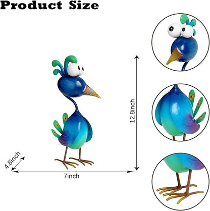 Green Metal Peacock Garden Statue - Weather-Resistant Bird Yard Decor