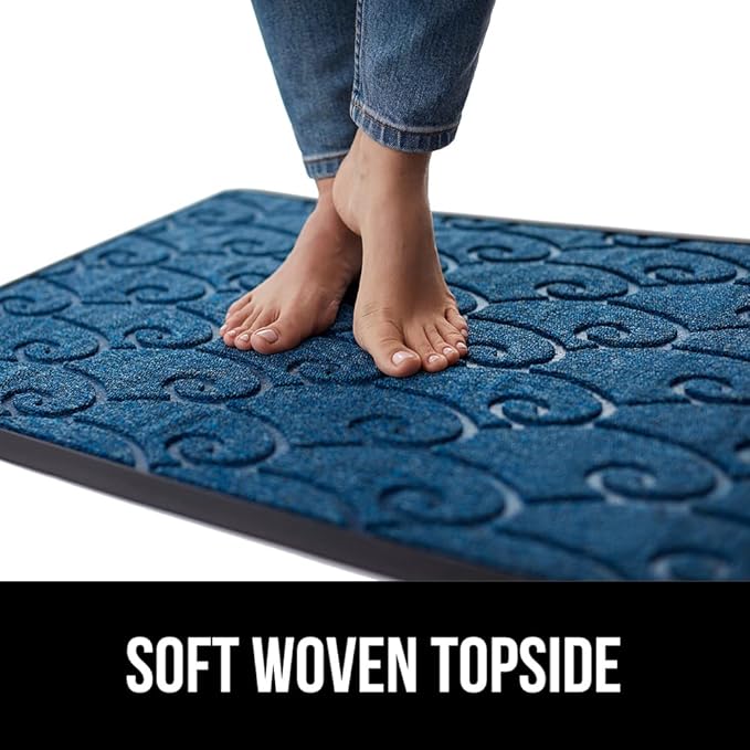 Ocean Blue Waves Doormat – 17"x29" | 100% Waterproof All-Season WeatherMax | Natural Rubber Backing | Easy Clean Indoor Outdoor Mat