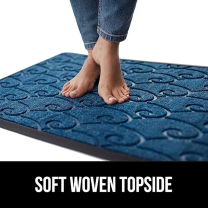 Ocean Blue Waves Doormat – 17"x29" | 100% Waterproof All-Season WeatherMax | Natural Rubber Backing | Easy Clean Indoor Outdoor Mat