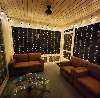 Warm White Curtain Lights – 594 LEDs 20x10ft | 27 Strings | Memory Function | The Wide-Format Warm Backdrop for Wedding Pergola Porch Patio Bedroom Wall