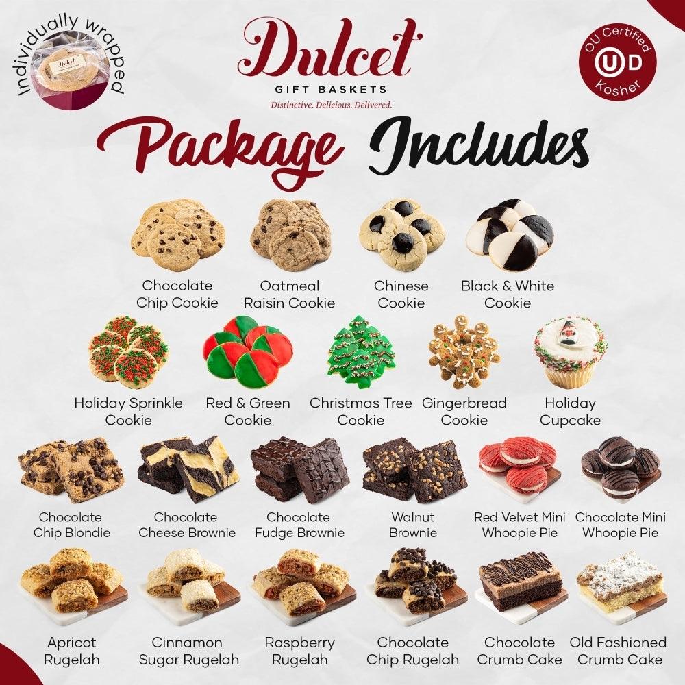 Assorted cookie variety assortment in gift package, including holiday sprinkle cookies