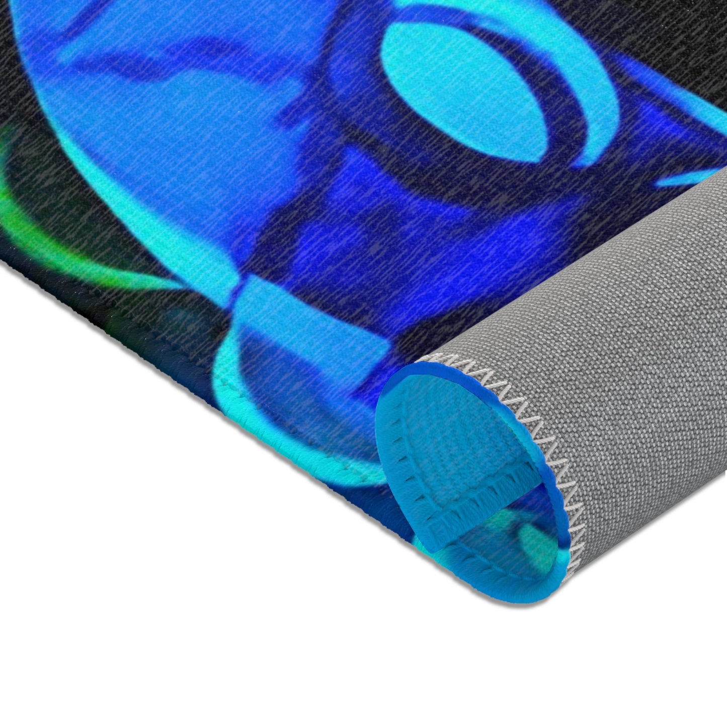 Bioluminescent Octopus Tentacle Area Rug – Electric Blue & Black Deep Sea Art | Non-Slip Backing | 6 Sizes | Fantasy Ocean Home Decor
