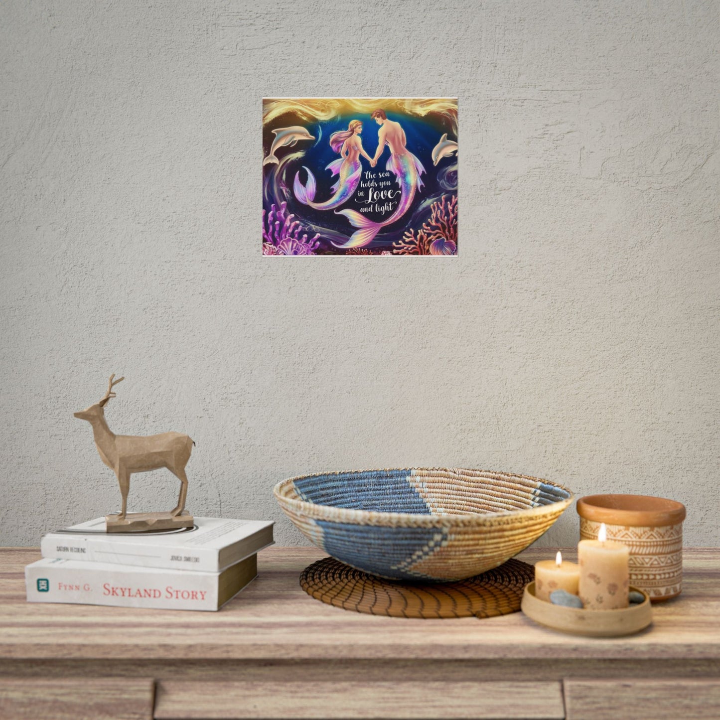 Mermaid Lovers Rolled Poster – The Sea Holds You in Love and Light | Giclée Print | Fine Art, Semi Glossy or Matte | 19 Sizes | Mermaid Couple Wall Art