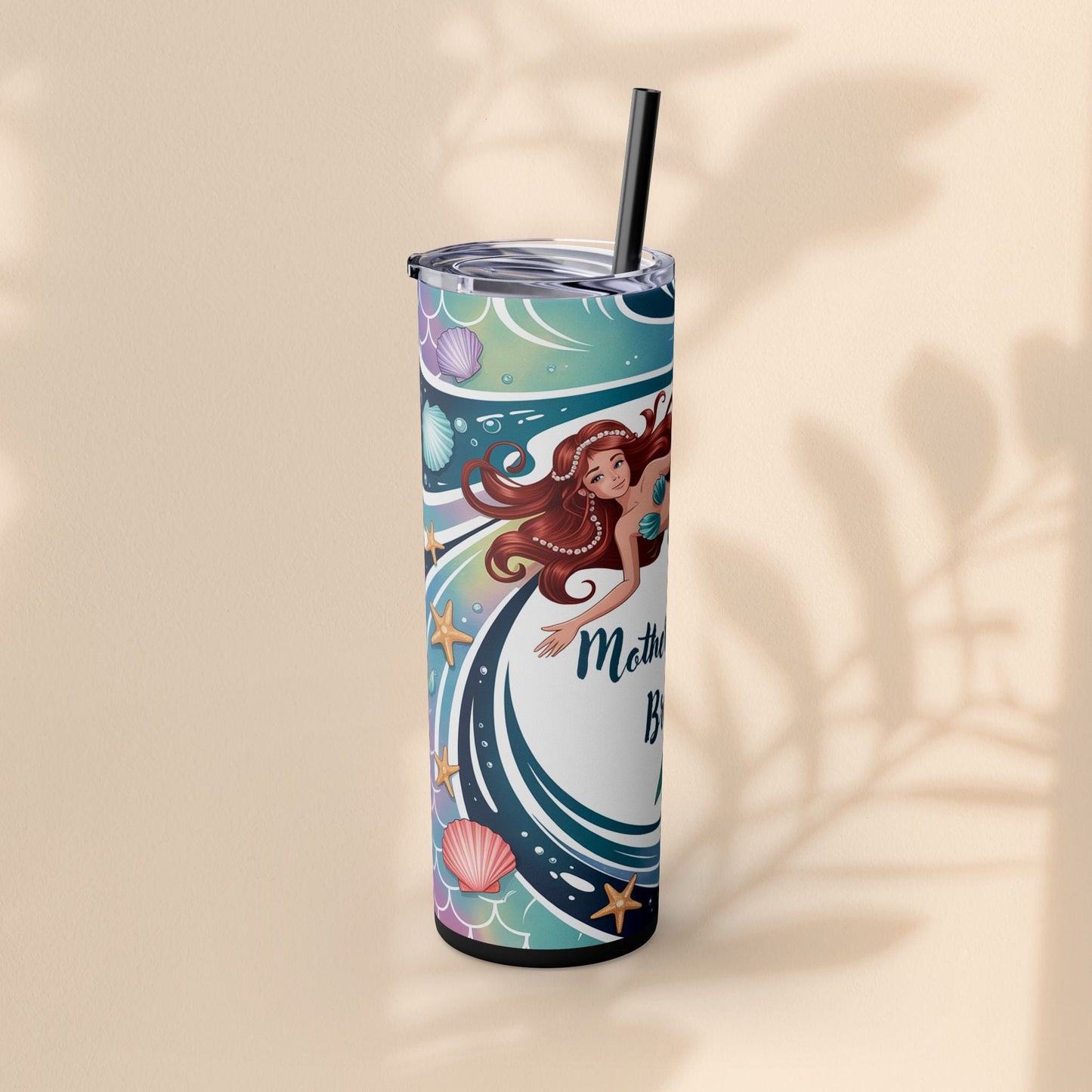 Mermaid Mother of the Bride Tumbler - 20oz Skinny Tumbler Wedding Gift for Mum of the Bride, Beach Wedding Bridal Party Favour