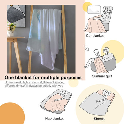 Light blue flannel blanket shown as a folded throw with seal character