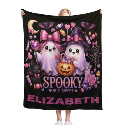 Spooky But Sweet personalized Halloween ghost blanket - washing machine washable