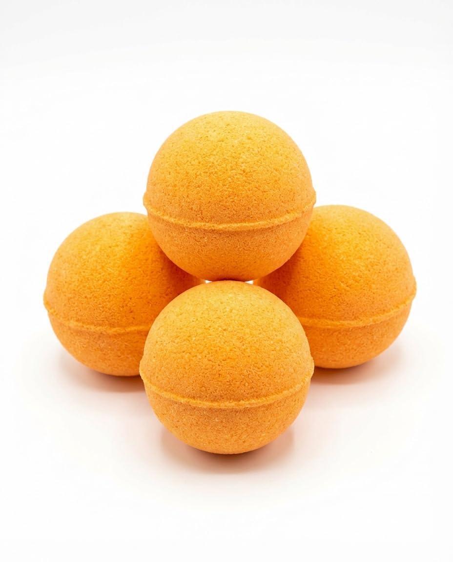 4-pack large orange bath bombs, round textured surface