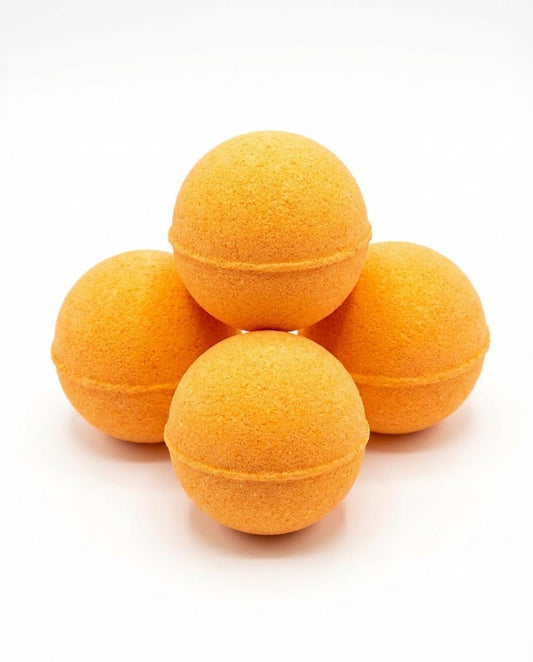4-pack large orange bath bombs, round textured surface